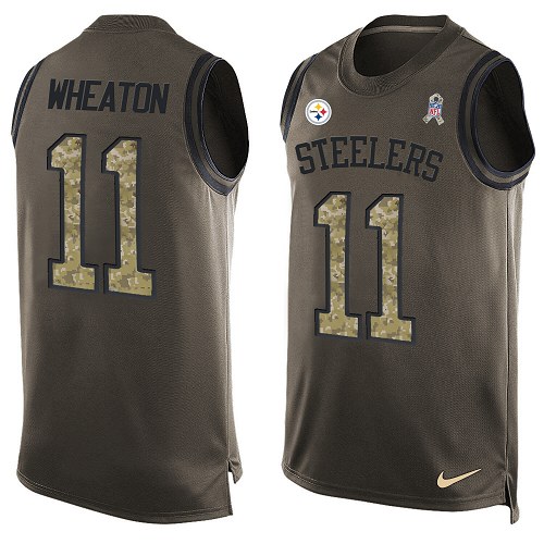 Men's Limited Markus Wheaton Nike Jersey Green - #11 Salute to Service Tank Top NFL Pittsburgh Steelers